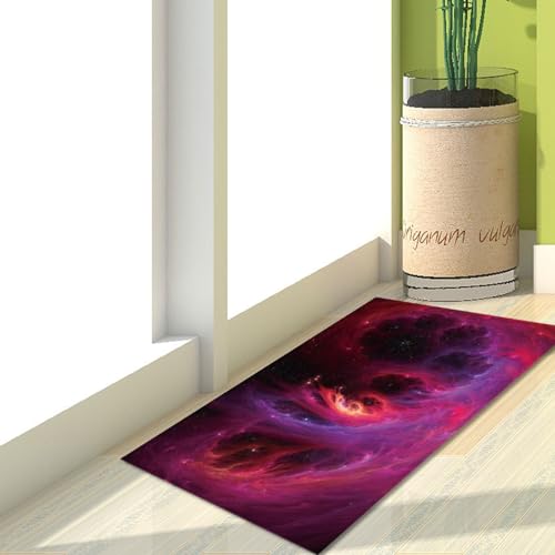 Fußmatte Lila Galaxien Rugs for Living Room Polyester Fussmatte Aussen Fußmatte Außen Innen Waschbar Teppiche Wohnzimmer Fusmatte Schmutzfangmatte Fußmatten Haustür Verdicken Doormat 100x120cm von LNXSESN