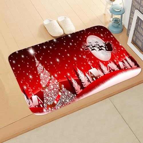Fußmatte Mondroter Baum Fussmatte Aussen Innen Polyester Fußmatte Außen rutschfest Teppich Wohnzimmer Schmutzfangmatte Verdicken Fußabtreter Waschbar Türmatte Fussmatten Haustür 50x80cm von LNXSESN