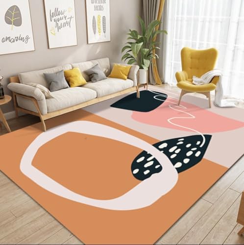 Fußmatte Orange Rosa Schwarz Carpet Rugs for Living Room Polyester Fussmatte Aussen Fußmatte Außen Innen Waschbar Outdoor Teppich Wohnzimmer Schmutzfangmatte Fusmatte Fußmatten Haustür 100x150cm von LNXSESN
