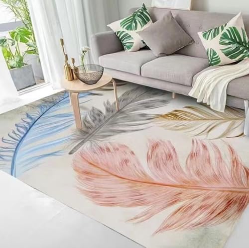 Fußmatte Rosa Blätter Blau Carpet Rugs for Living Room Polyester Fussmatte Aussen Fußmatte Außen Innen Waschbar Outdoor Teppich Wohnzimmer Schmutzfangmatte Fusmatte Fußmatten Haustür 100x120cm von LNXSESN
