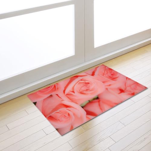 Fußmatte Rosa Blume Rugs for Living Room Polyester Fussmatte Aussen Fußmatte Außen Innen Waschbar Teppiche Wohnzimmer Fusmatte Schmutzfangmatte Fußmatten Haustür Verdicken Doormat 40x60cm von LNXSESN