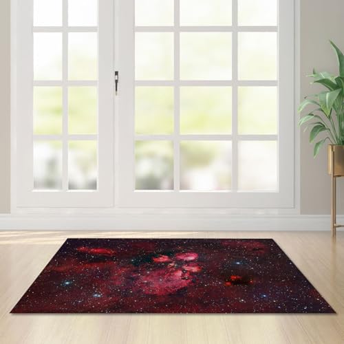 Fußmatte Rote Galaxie Rugs for Living Room Polyester Fussmatte Aussen Fußmatte Außen Innen Waschbar Teppiche Wohnzimmer Fusmatte Schmutzfangmatte Fußmatten Haustür Verdicken Doormat 80x120cm von LNXSESN