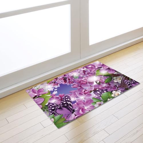 Fußmatte Schmetterling Grün Rugs for Living Room Polyester Fussmatte Aussen Fußmatte Außen Innen Waschbar Teppiche Wohnzimmer Fusmatte Schmutzfangmatte Fußmatten Haustür Verdicken Doormat 50x80cm von LNXSESN