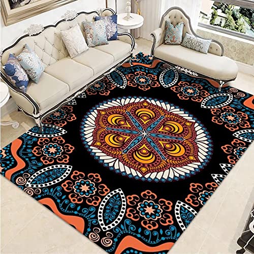 Fußmatte Schwarz Orange Blau Rugs for Living Room Polyester Fussmatte Aussen Fußmatte Außen Innen Waschbar Teppiche Wohnzimmer Fusmatte Schmutzfangmatte Fußmatten Haustür Verdicken Doormat 80x120cm von LNXSESN