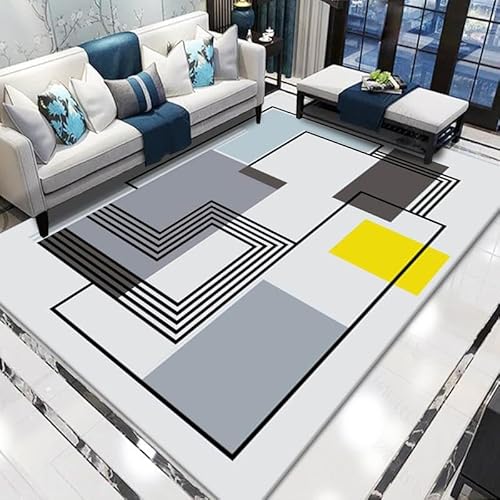 Fußmatte Schwarz Zitronengelb Rugs for Living Room Polyester Verdicken Fussmatte Aussen Teppisch Waschbar Teppich Wohnzimmer Schmutzfangmatte Fussmatte Fußmatten Haustür Doormat Außen Innen 150x200 von LNXSESN