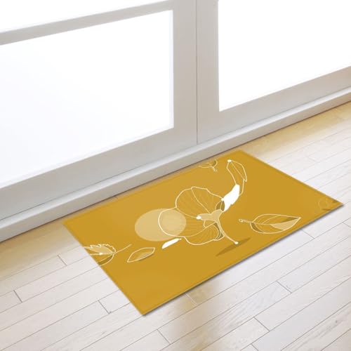 Fußmatte Weiße Blätter Rugs for Living Room Polyester Fussmatte Aussen Fußmatte Außen Innen Waschbar Teppiche Wohnzimmer Fusmatte Schmutzfangmatte Fußmatten Haustür Verdicken Doormat 50x80cm von LNXSESN