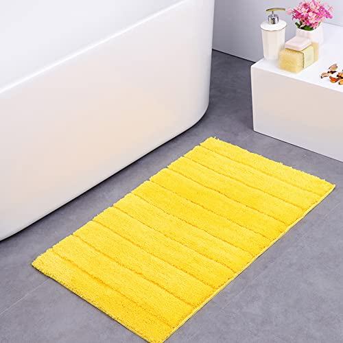 LNXSESN Badezimmerteppich Helles Gelb Badematte Flauschig Mikrofaser Badvorleger rutschfest Duschvorleger Schnelltrocknend Badteppich Waschbar Duschvorleger Verdicken Badematten Badmatte 50x80cm von LNXSESN