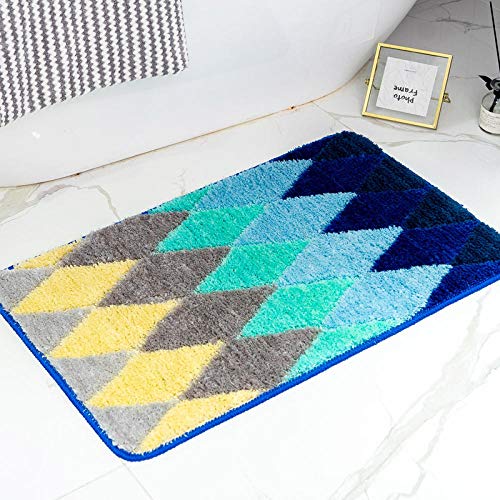 LNXSESN Badteppich Blau Gelb Grau Badvorleger Flauschig Mikrofaser Badematte rutschfest Duschvorleger Schnelltrocknend Badezimmerteppich Waschbar Badematten Bathroom Mat 40x60cm von LNXSESN