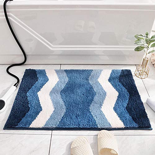 LNXSESN Badteppich Blau-Weiße Streifen Badvorleger Flauschig Mikrofaser Badematte rutschfest Duschvorleger Schnelltrocknend Badezimmerteppich Waschbar Badematten Bathroom Mat 50x80cm LNXSESN Badteppich Blau-Weiße Streifen Badvorleger Flauschig Mikrofaser Badematte rutschfest Duschvorleger Schnelltrocknend Badezimmerteppich Waschbar Badematten Bathroom Mat 50x80cm von LNXSESN