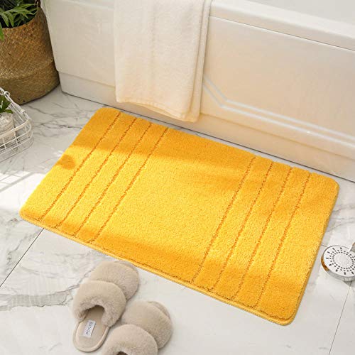 LNXSESN Badteppich Gelb Badvorleger Flauschig Mikrofaser Badematte rutschfest Duschvorleger Schnelltrocknend Badezimmerteppich Waschbar Badematten Bathroom Mat 40x60cm von LNXSESN