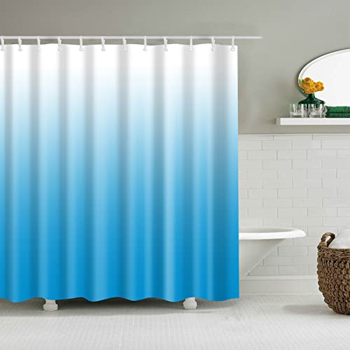 LNXSESN Duschvorhang Farbverlauf Blau Weiß Shower Curtains Polyester Duschvorhang Antischimmel Shower Curtain Antibakteriell Duschvorhänge mit 12 Duschvorhangringen Duschvorhang Badewanne 200x240cm von LNXSESN