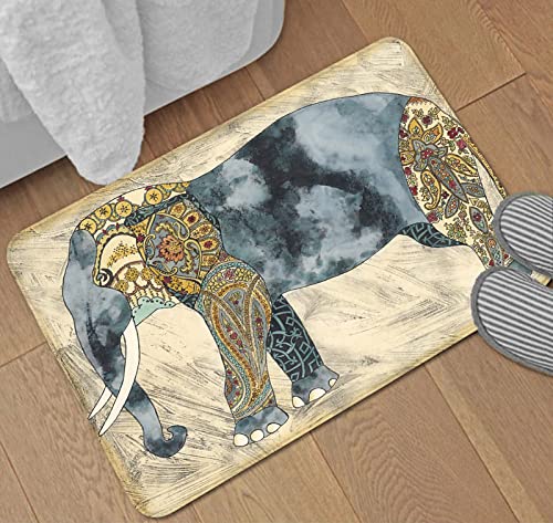 LNXSESN Fußmatte Vintage Elefant Beige Schmutzfangmatte Polyester Fußmatte Außen Verdicken Fussmatte Aussen rutschfest Fußmatten Dekontamination Türmatte Weich Fußabtreter Teppich 40x60cm von LNXSESN