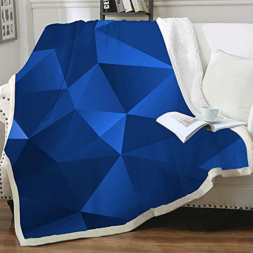 LNXSESN Kuscheldecke Königsblaue Geometrie Decke Flanell Lammwolle Fleecedecke Doppelseitiges Design Kuscheldecke Flauschig Decken Weich Sofadecke Pflegeleicht Blanket Wohndecke 180x220cm von LNXSESN