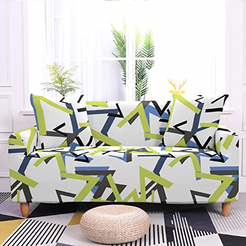 LNXSESN Sofa Überzug Apfelgrün Weiß Sofabezug Stretch Elasthan Couch überzug Abnehmbare Waschbar Sofaschoner Anti Rutsch Sofa Cover Moderne Sofabezug Ecksofa Universal Couchbezug 3 Sitzer von LNXSESN