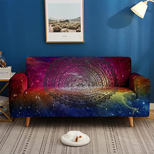 LNXSESN Sofa Überzug Schwarzes Mandala Bunt Sofabezug Stretch Elasthan Couch überzug Abnehmbare Waschbar Sofaschoner Anti Rutsch Sofa Cover Moderne Sofabezug Ecksofa Universal Couchbezug 2 Sitzer von LNXSESN