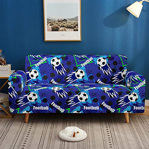 LNXSESN Sofabezug Blauvioletter Fußball Sofaüberwurf Stretch Couch überwurf Elasthan Universal Sofahusse Moderne Anti-Haar Couch überzug Antirutsch Sofa überzug 2 Sitzer von LNXSESN