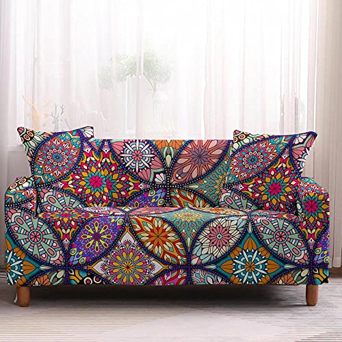 LNXSESN Sofabezug Böhmisch Bunt Sofa überzug Stretch Elasthan Sofaüberwurf Abnehmbare Waschbar Couch überzug Anti Rutsch Sofaschoner Moderne Sofa Cover Universal Couch überwurf 1 Sitzer von LNXSESN