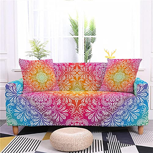 LNXSESN Sofabezug Bunter Druck Sofa überzug Stretch Sofaüberwurf Elasthan Universal Couch überzug Moderne Anti-Haar Sofa Cover Einstellbar überwurf Sofa Antirutsch Sofaschoner 3 Sitzer von LNXSESN
