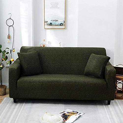 LNXSESN Sofabezug Dunkles Olivgrün Sofa überzug Stretch Sofaüberwurf Elasthan Universal Couch überzug Moderne Anti-Haar Sofa Cover Einstellbar überwurf Sofa Antirutsch Sofaschoner 3 Sitzer von LNXSESN