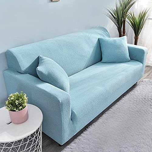 LNXSESN Sofabezug Hellblau Sofa überzug Stretch Couch überzug Elasthan Universal Sofabezug Ecksofa Moderne Anti-Haar Sofa Cover Einstellbar Antirutsch Couchbezug 2 Sitzer von LNXSESN