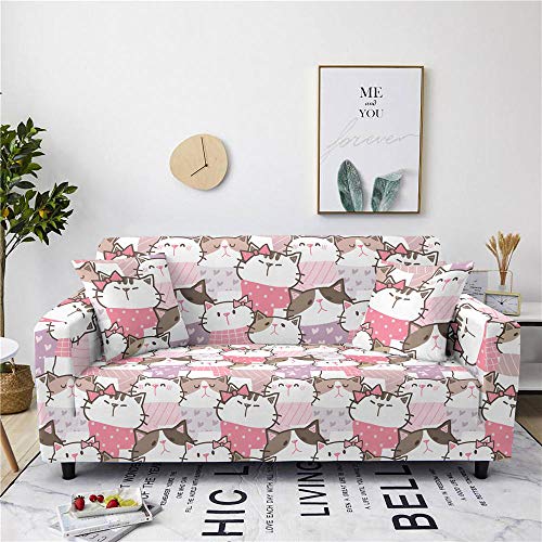 LNXSESN Sofabezug Mädchen Süße Katze Sofa überzug Stretch Elasthan Sofaüberwurf Abnehmbare Waschbar Couch überzug Anti Rutsch Sofaschoner Moderne Sofa Cover Universal Couch überwurf 1 Sitzer von LNXSESN