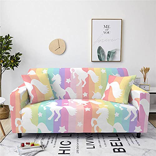 LNXSESN Sofabezug Regenbogen-Einhorn Sofa überzug Stretch Sofaüberwurf Elasthan Universal Couch überzug Moderne Anti-Haar Sofa Cover Einstellbar überwurf Sofa Antirutsch Sofaschoner 1 Sitzer von LNXSESN