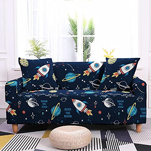 LNXSESN Sofabezug Rocket Boy Planet Sofa überzug Stretch Elasthan Sofaüberwurf Abnehmbare Waschbar Couch überzug Anti Rutsch Sofaschoner Moderne Sofa Cover Universal Couch überwurf 2 Sitzer von LNXSESN