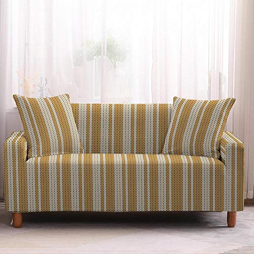 LNXSESN Sofabezug Senfgelb Beige Sofa überzug Stretch Elasthan Sofaüberwurf Abnehmbare Waschbar Couch überzug Anti Rutsch Sofaschoner Moderne Sofa Cover Universal Couch überwurf 2 Sitzer von LNXSESN