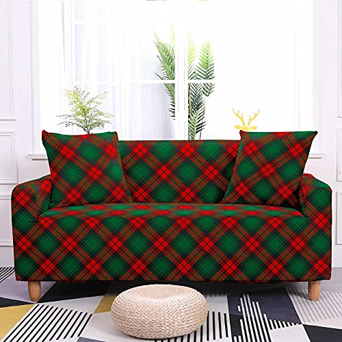 LNXSESN Sofabezug Weihnachten Grün Rot Sofa überzug Stretch Elasthan Sofaüberwurf Abnehmbare Waschbar Couch überzug Anti Rutsch Sofaschoner Moderne Sofa Cover Universal Couch überwurf 3 Sitzer von LNXSESN