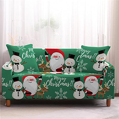 LNXSESN Sofaüberwurf Grünes Weißes Weihnachten Sofabezug Stretch Elasthan Couch überwurf Abnehmbare Waschbar Anti Rutsch Sofahusse Moderne Sofa überzug Langlebig Universal Couchbezug 3 Sitzer von LNXSESN