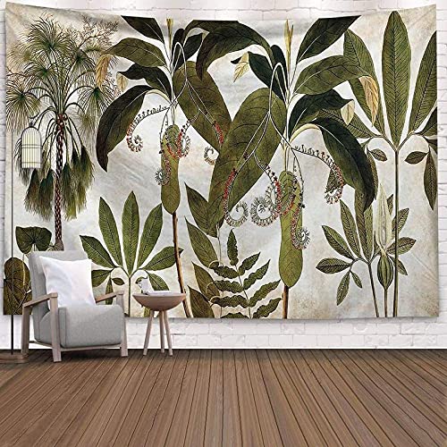 LNXSESN Wandteppich Dunkelgrüne Blätter Wandtuch Polyester Deko Schlafzimmer Wandbehang Wanddeko Wohnzimmer Tapestry Aesthetic Room Decor Wand Zimmer Deko Aesthetic Wandteppiche 150x100cm von LNXSESN