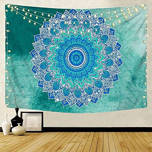 LNXSESN Wandteppich Türkises Mandala Wandtuch Polyester Deko Schlafzimmer Wandbehang Wanddeko Wohnzimmer Tapestry Aesthetic Room Decor Wand Zimmer Deko Aesthetic Wandteppiche 150x230cm von LNXSESN