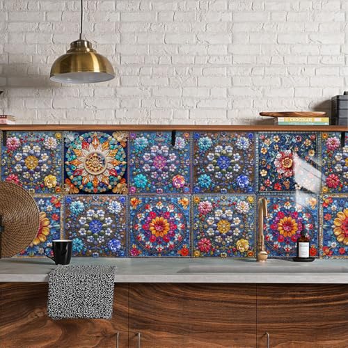 Mosaikfliesen Bunte Blumen Mandala Selbstklebende Fliesen Küche PVC Fliesensticker Wasserdicht Klebefliesen Selbstklebend Fliesenaufkleber Boden Ölfest Tile Sticker Fliesen zum Kleben 15x15cm/10 Pcs Mosaikfliesen Bunte Blumen Mandala Selbstklebende Fliesen Küche PVC Fliesensticker Wasserdicht Klebefliesen Selbstklebend Fliesenaufkleber Boden Ölfest Tile Sticker Fliesen zum Kleben 15x15cm/10 Pcs von LNXSESN