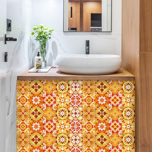 Mosaikfliesen Orange Mandala Selbstklebende Fliesen Küche PVC Fliesensticker Wasserdicht Klebefliesen Selbstklebend Fliesenaufkleber Boden Ölfest Tile Sticker Bad Fliesen zum Kleben 15x15cm/10 Pcs Mosaikfliesen Orange Mandala Selbstklebende Fliesen Küche PVC Fliesensticker Wasserdicht Klebefliesen Selbstklebend Fliesenaufkleber Boden Ölfest Tile Sticker Bad Fliesen zum Kleben 15x15cm/10 Pcs von LNXSESN