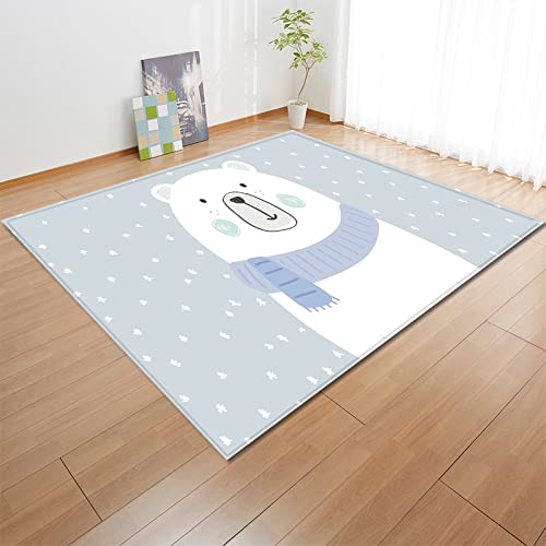 Outdoor Teppich Eisbär Weiß Schmutzfangmatte Polyester Verdicken Fußmatte Außen Innen rutschfest Fussmatte Weich Fussmatten Haustür Waschbar Fussabtreter Aussenbereich Türmatte 40x60cm von LNXSESN