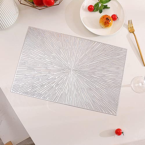 Platzset Silber Elegant Tischset PVC Tischsets Abwaschbar Platzdeckchen Grifffeste Platzset Abwischbar Tischsets Hitzebeständig Platzsets Antifouling 30x45cm 8 Pcs Platzset Silber Elegant Tischset PVC Tischsets Abwaschbar Platzdeckchen Grifffeste Platzset Abwischbar Tischsets Hitzebeständig Platzsets Antifouling 30x45cm 8 Pcs von LNXSESN