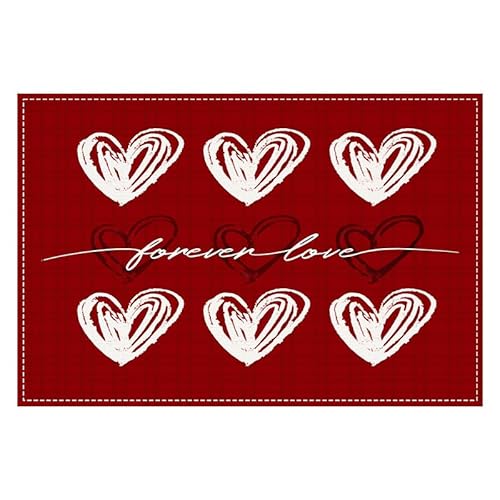 Platzsets Abwaschbar Rotes Herz Graffiti Tischsets Abwaschbar Baumwolle Leinen Placemat Hitzebeständig Platzdeckchen Abwaschbar Tischsets Antifouling Platzset 30x45cm Tischset Filz 2 Pcs von LNXSESN