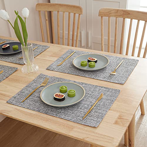Platzsets Abwaschbar Silbergrau - Tischsets Baumwolle Leinen Platzdeckchen Filz Hitzebeständig Antifouling Tischset Kinder 30x45 6 Stück von LNXSESN