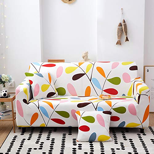 Sofa Überzug Bunte Blätter Sofabezug Stretch Elasthan Couch überzug Abnehmbare Waschbar Sofa Cover Sofaschoner rutschfest Moderne Couchbezug Universal Sofa überzug 3 Sitzer von LNXSESN