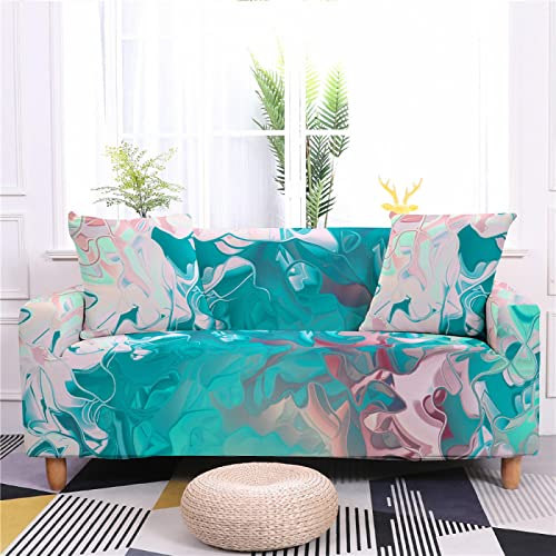 Sofa Überzug Grün-Rosa Graffiti Sofabezug Stretch Elasthan Couch überzug Abnehmbare Waschbar Sofaschoner Anti Rutsch Couchbezug Moderne Sofa Cover Universal Sofahusse Sofabezug Ecksofa 3 Sitzer von LNXSESN