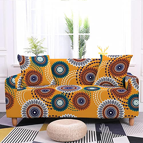 Sofa Überzug Orange Abstrakter Kreis Sofabezug Stretch Elasthan Couch überzug Abnehmbare Waschbar Sofa Cover Sofaschoner rutschfest Moderne Couchbezug Universal Sofahusse 2 Sitzer von LNXSESN