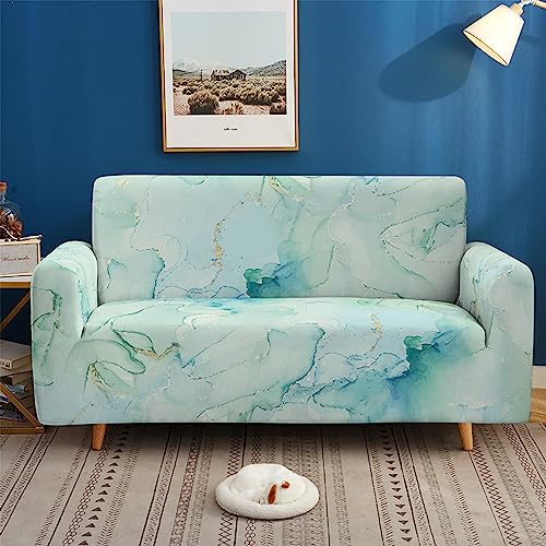 Sofa Überzug Türkiser Marmor Sofabezug Stretch Elasthan Couch überzug Abnehmbare Waschbar Sofa Cover Sofaschoner rutschfest Moderne Couchbezug Universal Sofa überzug 3 Sitzer von LNXSESN