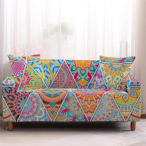 LNXSESN Sofabezug Buntes Boho Sofa überzug Stretch Elasthan Sofaüberwurf Abnehmbare Waschbar Couch überzug Anti Rutsch Sofaschoner Moderne Sofa Cover Universal Couch überwurf 1 Sitzer von LNXSESN