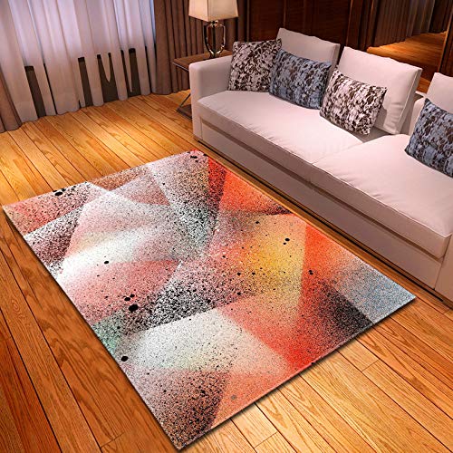 Teppich Rot Orange Grau Fußmatte Polyester Outdoor Teppich Wohnzimmer rutschfest Fussmatte Aussen Verdicken Schmutzfangmatte Waschbar Fußmatte Außen Fussmatten Haustür 50x80cm von LNXSESN