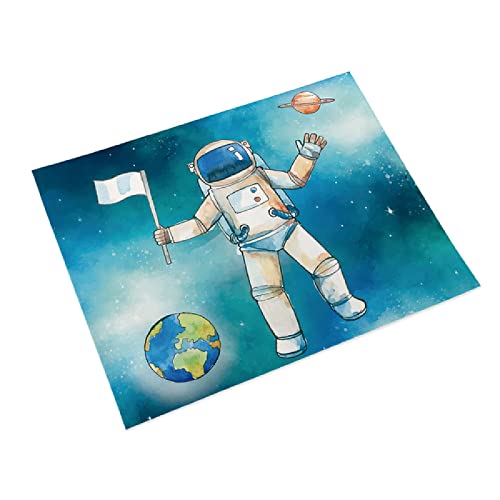 Tischsets Abwaschbar Astronaut Blau Platzsets Abwaschbar Baumwolle Leinen Platzdeckchen Grifffeste Tischset Kinder Hitzebeständig Platzset Filz Antifouling Abwischbar Platzset 30x45 2 Pcs von LNXSESN