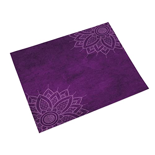 Tischsets Abwaschbar Lila Mandala Platzset Baumwolle Leinen Platzsets Grifffeste Tischset Hitzebeständig Platzdeckchen Antifouling Tischset Filz Abwischbar Platzset Filz 6 Pcs von LNXSESN