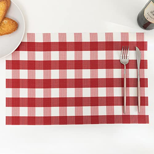 Tischsets Abwaschbar Weiß Rot Kariert Platzset PVC Tischset Platzdeckchen Grifffeste Platzdeckchen Platzset Abwischbar Hitzebeständig Platzset Filz Antifouling 30x45cm 2 Pcs Tischsets Abwaschbar Weiß Rot Kariert Platzset PVC Tischset Platzdeckchen Grifffeste Platzdeckchen Platzset Abwischbar Hitzebeständig Platzset Filz Antifouling 30x45cm 2 Pcs von LNXSESN