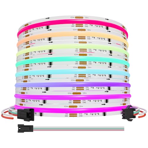 LOAMLIN COB LED Streifen – DC12V Smart WS2811 RGB COB LED Strip 5M, 720LED/M 20IC/M 3660LEDs, Hochdichte Gleichmäßige Farblichter, Flexibler Band Für DIY-Projekte (Ohne Adapter oder Controller) von LOAMLIN