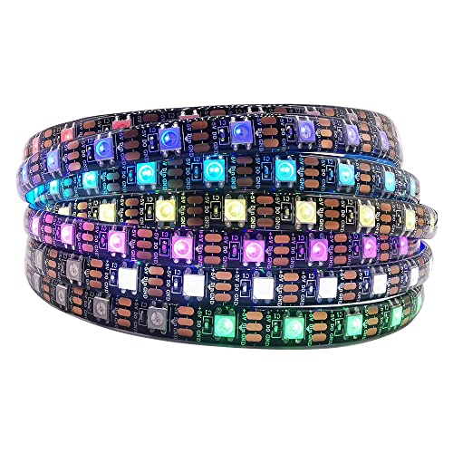 LOAMLIN LED Streifen WS2812B 5M 60 LEDs/m, RGB-IC Magische Farbe Programmierbar Led 300Pixels, Flexibler Individuell Adressierbar 5050 SMD Led Strip, Schwarze Platine, Wasserdicht IP65 von LOAMLIN