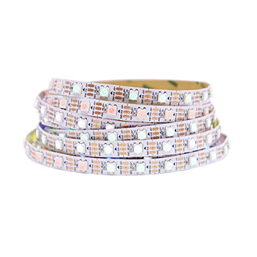 LOAMLIN LED Streifen WS2812B 5M 60 LEDs/m, RGB-IC Magische Farbe Programmierbar Led 300Pixels, Flexibler Individuell Adressierbar 5050 SMD Led Strip, Weiß Platine, IP30 nicht wasserdicht von LOAMLIN